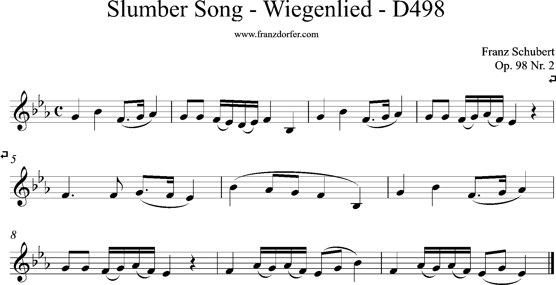 slumbersong, Wiegenlied Schubert, Clarinet Eb-major 